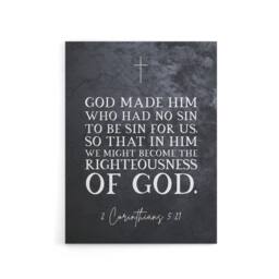 "Artery8 Corinthians 5 21 No Sin Bible Quote Canvas Wall Art Print in Grey - Size: W18"" x H24""" - thumbnail 1