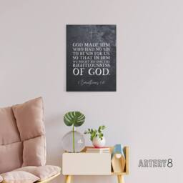 "Artery8 Corinthians 5 21 No Sin Bible Quote Canvas Wall Art Print in Grey - Size: W18"" x H24""" - thumbnail 3