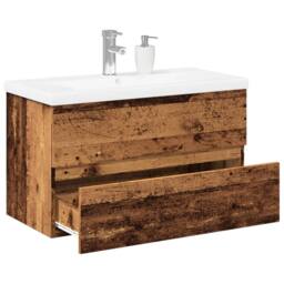 Berkfield Home Sink Cabinet with Built-in Basin Old Wood 81x39.5x49 cm in Brown - thumbnail 2