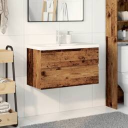 Berkfield Home Sink Cabinet with Built-in Basin Old Wood 81x39.5x49 cm in Brown