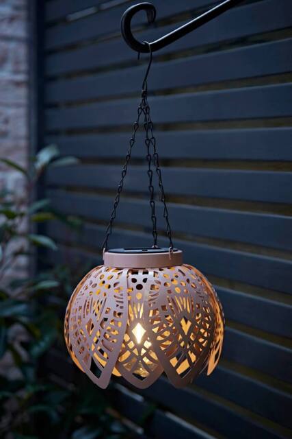 ValueLights Artichoke Pastel Solar Hanging Decorative Outdoor Garden Lantern Light in Baby Pink - image 1