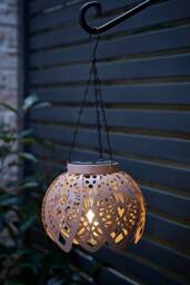 ValueLights Artichoke Pastel Solar Hanging Decorative Outdoor Garden Lantern Light in Baby Pink