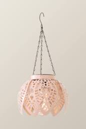 ValueLights Artichoke Pastel Solar Hanging Decorative Outdoor Garden Lantern Light in Baby Pink - thumbnail 3