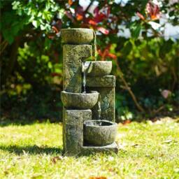 Nordara 4 Tier Water Feature Outdoor LED Fountain Waterfall Garden Decor in Bronze - thumbnail 6