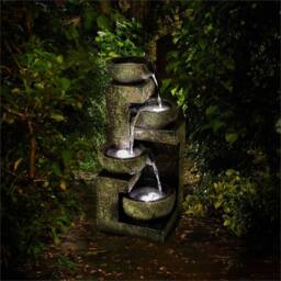Nordara 4 Tier Water Feature Outdoor LED Fountain Waterfall Garden Decor in Bronze - thumbnail 5