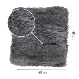 Infinity Leather Natural Sheepskin Real Wool Cushion in Grey - Size: 40 cm x 40 cm - thumbnail 3