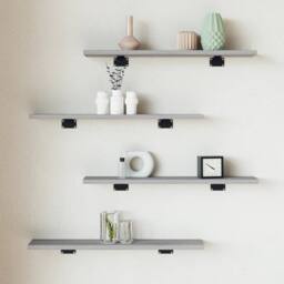 Berkfield Home Durable Wall Shelves 4 pcs Grey Sonoma 60x10x1.5 cm Engineered Wood - thumbnail 2