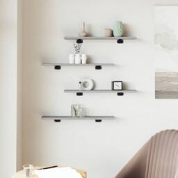Berkfield Home Durable Wall Shelves 4 pcs Grey Sonoma 60x10x1.5 cm Engineered Wood - thumbnail 1