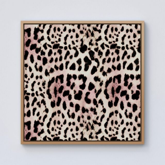 Warren Reed - Designer Leopard Hide Framed Canvas in Light Brown - Size: w40 inch x h40 inch - image 1