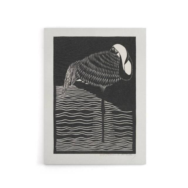 "Artery8 Stylised White Necked Crane De Mesquita Canvas Wall Art Print in Black - Size: W18"" x H24""" - image 1