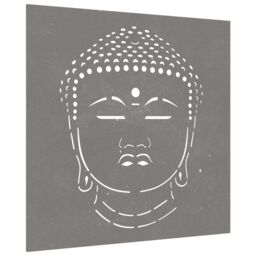 Berkfield Home Garden Wall Decoration 55x55 cm Corten Steel Buddha Head Design in Brown - thumbnail 3