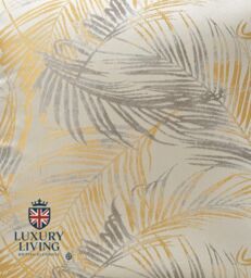 Luxury Living Luxury Fern Jacquard Ring Top Ready Made Curtains in Yellow - Size: 229 cm width x 183 cm drop - thumbnail 6