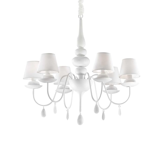 Netlighting Blanche 6 Light Multi Arm Chandelier White Finish E14