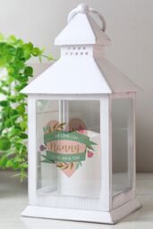 Personalised Memento Company Women's Personalised Floral Heart Mothers Day White Lantern - thumbnail 4