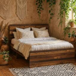 Wyld Haus Whimwick Small Double 4ft Walnut Industrial Bed Frame in Brown - thumbnail 1