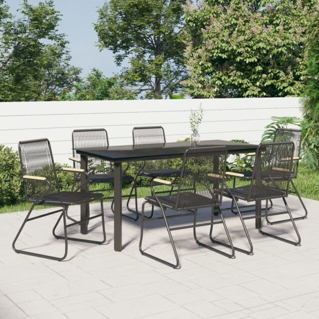 Berkfield Home 7 Piece Garden Dining Set Black PVC Rattan - image 1