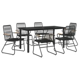 Berkfield Home 7 Piece Garden Dining Set Black PVC Rattan - thumbnail 3
