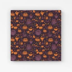 Warren Reed - Designer Wicked Witches Bubbling Cauldrons Canvas in Purple - Size: w40 inch x h40 inch - thumbnail 1