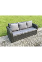 Fimous Rattan Outdoor Lifting Adjustable Dining Coffee Table Sets Lounge Sofa Recling Chairs in Dark Grey - thumbnail 5