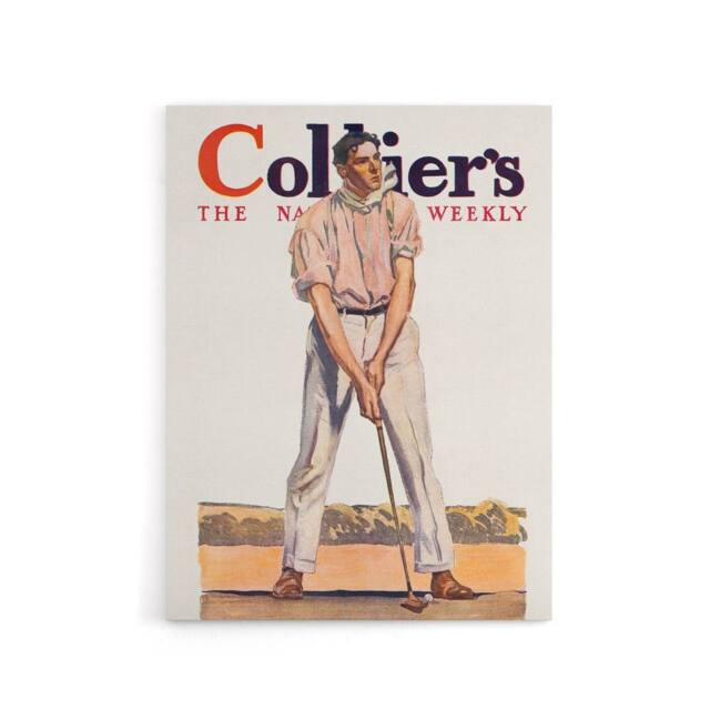 "Artery8 Vintage Magazine Cover Golfer Canvas Wall Art Print E Penfield in White - Size: W18"" x H24""" - image 1