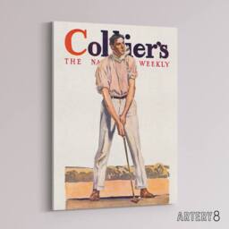 "Artery8 Vintage Magazine Cover Golfer Canvas Wall Art Print E Penfield in White - Size: W18"" x H24""" - thumbnail 2