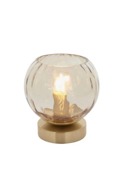 Netlighting Dimple Complete Table Lamp Satin Brass Plate Champagne Lustre Glass in Gold - image 1