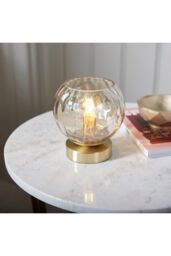 Netlighting Dimple Complete Table Lamp Satin Brass Plate Champagne Lustre Glass in Gold - thumbnail 2