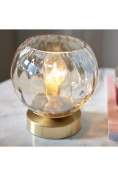 Netlighting Dimple Complete Table Lamp Satin Brass Plate Champagne Lustre Glass in Gold - thumbnail 6