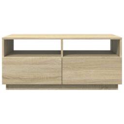 Berkfield Home Modern Coffee Table with LED Lights Sonoma Oak 90x49x40 cm in Brown - Size: 90 x 49 x 40 cm - thumbnail 5