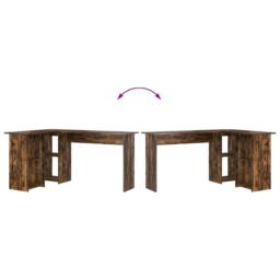 Berkfield Home Smoked Oak Computer Desk Smoked oak Engineered wood Large in Brown - thumbnail 9