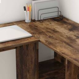 Berkfield Home Smoked Oak Computer Desk Smoked oak Engineered wood Large in Brown - thumbnail 4