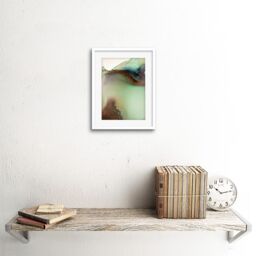 "Artery8 Wall Art Print Abstract Paint with Green Gold Art Framed 9x7 inch in White - Size: W7"" x H9""" - thumbnail 2