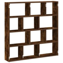 Berkfield Home Wall Cube Shelf 12 Compartments Smoked Oak Engineered Wood in Brown - thumbnail 3