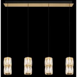 Netlighting Stefanie Bar Pendant Gold Colours Crystals Glass Shade 4x LED 3000K - thumbnail 5