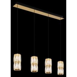 Netlighting Stefanie Bar Pendant Gold Colours Crystals Glass Shade 4x LED 3000K - thumbnail 4