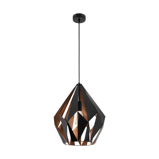 Loops Hanging Ceiling Pendant Light Black & Copper Geometric 60W E27 Modern Feature - image 1