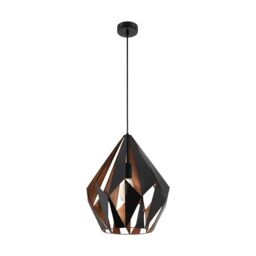 Loops Hanging Ceiling Pendant Light Black & Copper Geometric 60W E27 Modern Feature - thumbnail 1
