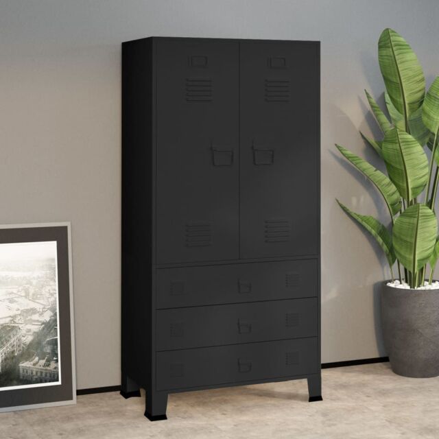Berkfield Home Industrial Wardrobe Black 90x50x180 cm Metal - Size: 90 x 50 x 180 cm - image 1