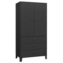 Berkfield Home Industrial Wardrobe Black 90x50x180 cm Metal - Size: 90 x 50 x 180 cm - thumbnail 2