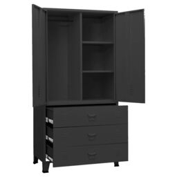 Berkfield Home Industrial Wardrobe Black 90x50x180 cm Metal - Size: 90 x 50 x 180 cm - thumbnail 6