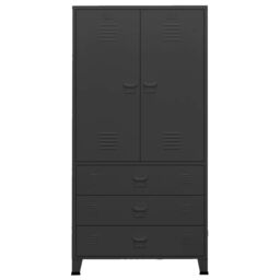 Berkfield Home Industrial Wardrobe Black 90x50x180 cm Metal - Size: 90 x 50 x 180 cm - thumbnail 3
