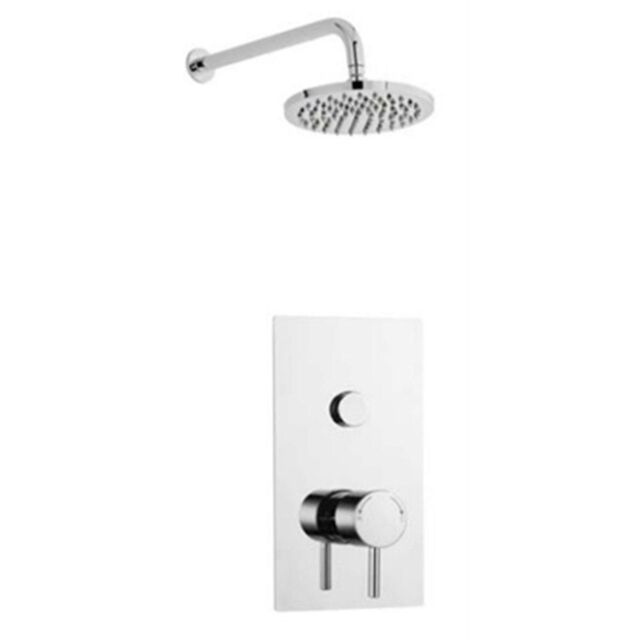 Clifton Chrome Round Push Button Concealed Shower with Fixed Overhead Drencher in Silver - image 1