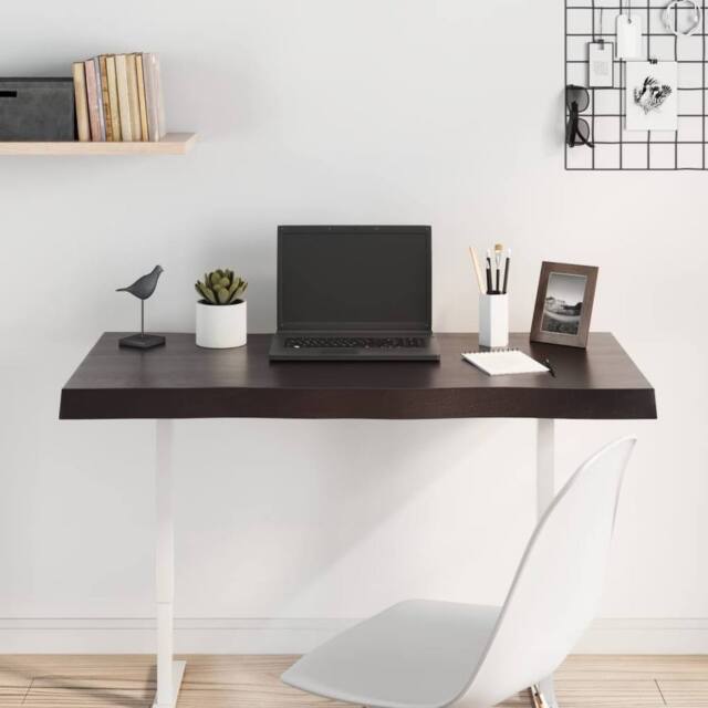 Berkfield Home Table Top Dark Grey 100x40x(2-6) cm Treated Solid Wood Live Edge in Dark Brown - image 1