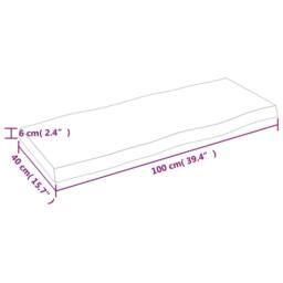 Berkfield Home Table Top Dark Grey 100x40x(2-6) cm Treated Solid Wood Live Edge in Dark Brown - thumbnail 9