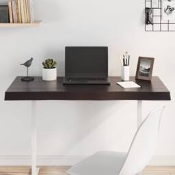 Berkfield Home Table Top Dark Grey 100x40x(2-6) cm Treated Solid Wood Live Edge in Dark Brown - thumbnail 2