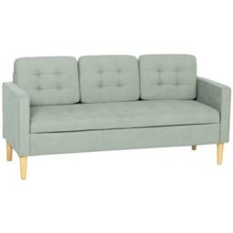 HOMCOM Modern 3 Seater Sofa with Hidden Storage & Rubber Wood Legs in Light Grey - thumbnail 2