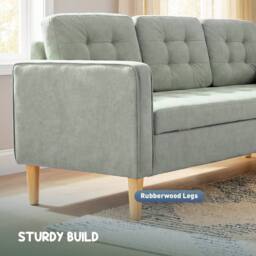 HOMCOM Modern 3 Seater Sofa with Hidden Storage & Rubber Wood Legs in Light Grey - thumbnail 5