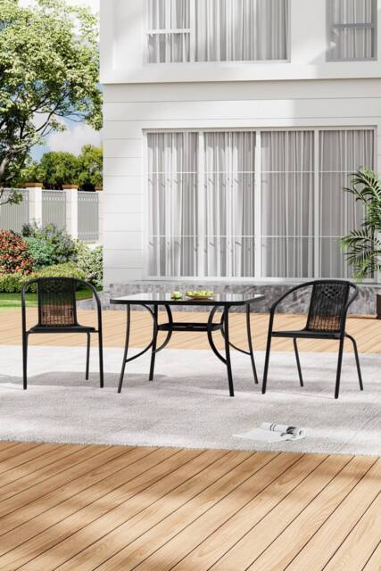 Living and Home 105 X 105 cm Square 2 - Person Dining Bistro Set in Black - image 1