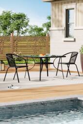 Living and Home 105 X 105 cm Square 2 - Person Dining Bistro Set in Black - thumbnail 2