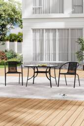 Living and Home 105 X 105 cm Square 2 - Person Dining Bistro Set in Black